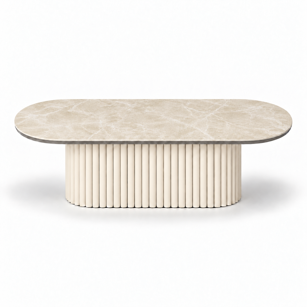Stolik kawowy ze spieku kwarcowego Diamond Cream Kefalon | CAVESTO