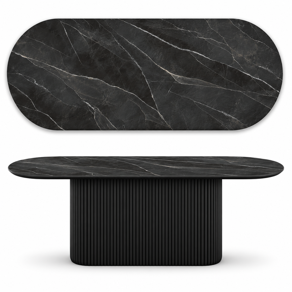Stół ze spieku kwarcowego Calacatta Black Kefalon | CAVESTO
