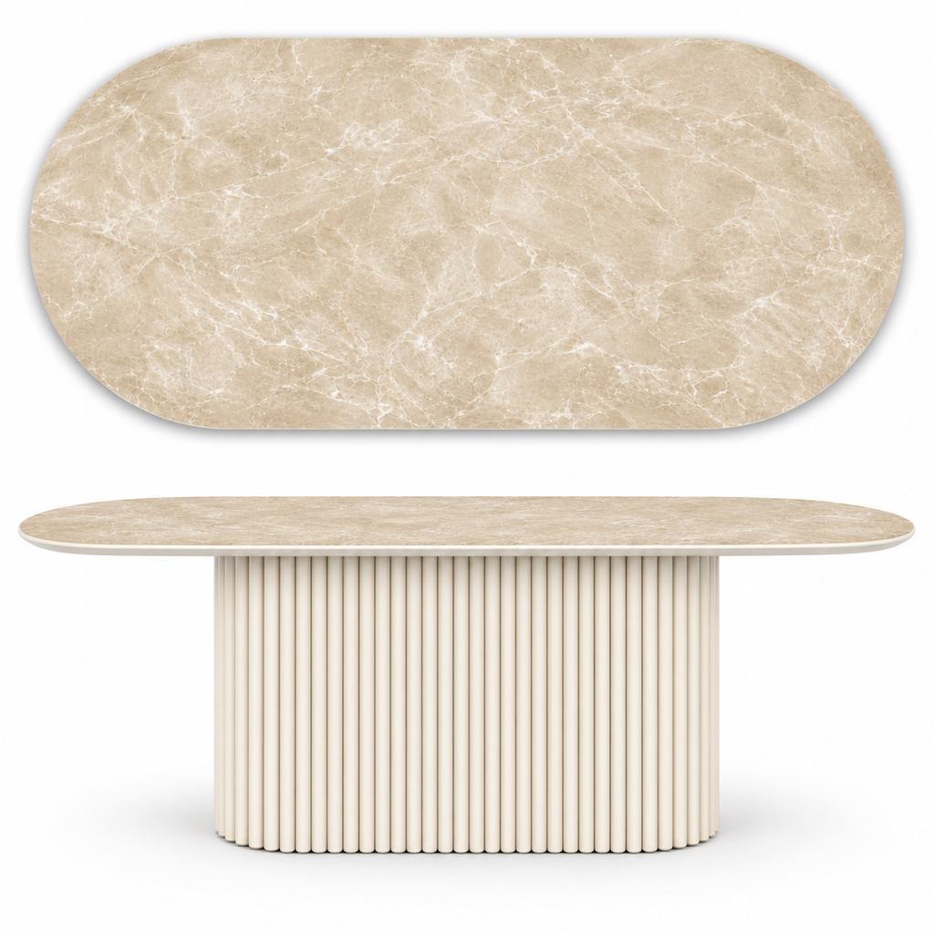 Stół ze spieku kwarcowego Diamond Cream Kefalon| CAVESTO