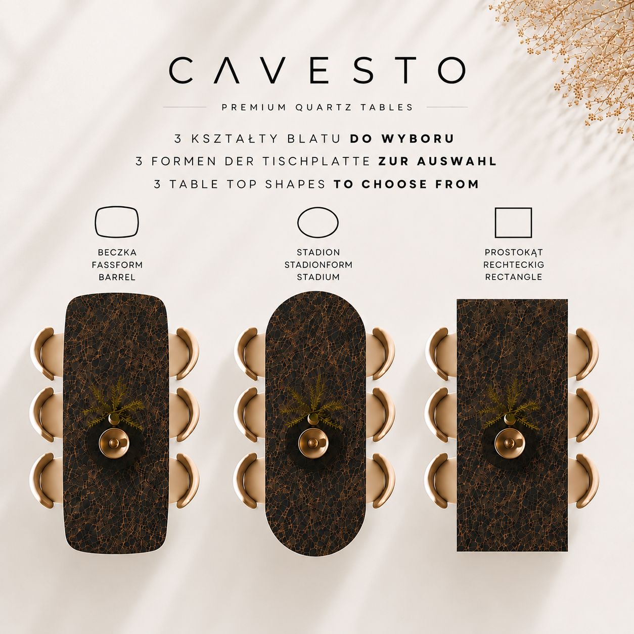 Stół ze spieku kwarcowego Diamond Cream | CAVESTO